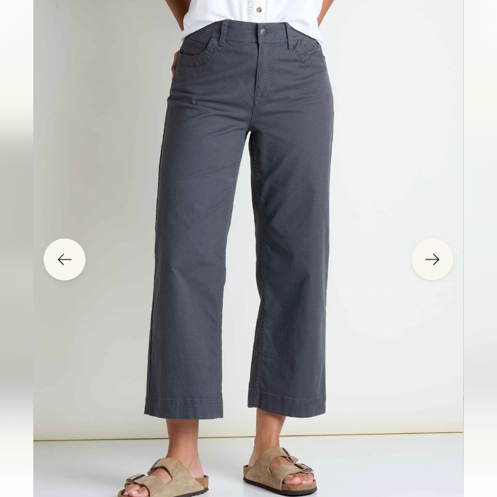 NWT Toad&Co Earthworks Wide Leg Crop Pants Outdoor Soot Grey 14